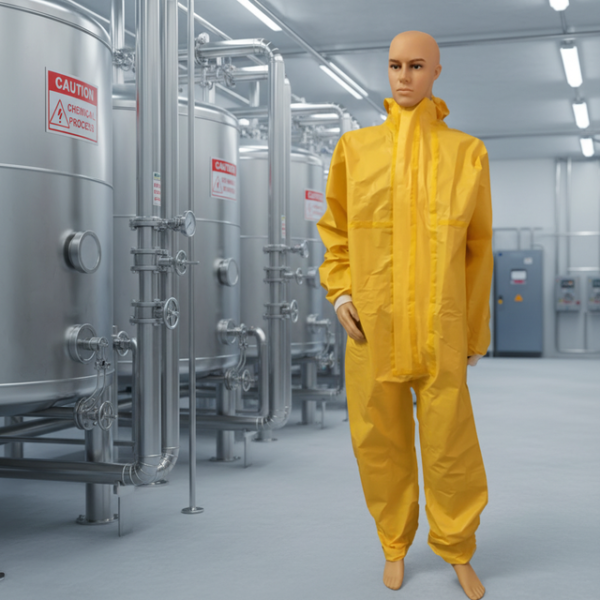 Yellow Chemical Protective Coverall for Industrial Work